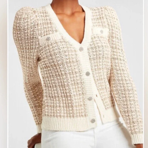 Express Puff Sleeve Novelty Sweater Jacket - Picture 11 of 11